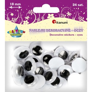 Oczy samoprzylepne czarne 18mm okrągłe 24szt., Craft Fun
