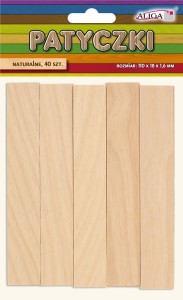 Patyczki drewniane kreatywne naturalne 40 sztuk 110x18x1,6mm, Aliga
