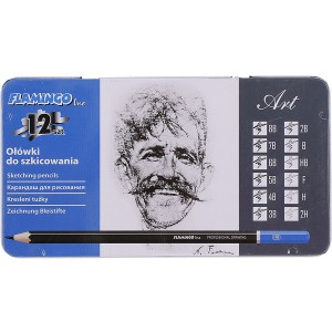 Ołówki do szkicowania zestaw 12 sztuk 8B-2H w etui, Scholine