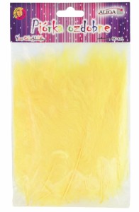 Piórka dekoracyjne żółte 10-12 cm op ok. 50 sztuk, Aliga