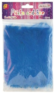 Piórka dekoracyjne niebieskie jasne 10-12 cm op ok. 50 sztuk, Aliga