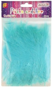 Piórka dekoracyjne turkusowe 10-12 cm op ok. 50 sztuk, Aliga