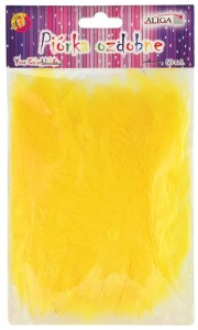 Piórka dekoracyjne żółte intensywne 10-12 cm op ok. 50 sztuk, Aliga