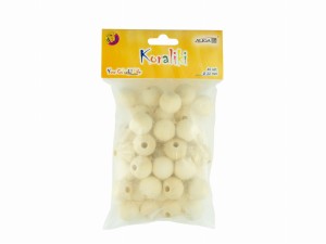 Koraliki drewniane naturalne do makram kulki 22 mm op. 40 sztuk, Aliga