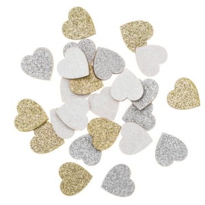 Serca z drewniane brokatowe dwustronne 2 x 1,5cm 24 sztuki, Dp Craft