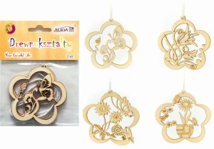 Dekoracje drewniane wiosenne zawieszki mix op. 2 sztuki ze sznurkiem, Aliga