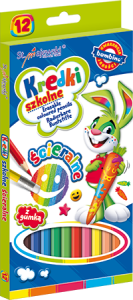 Kredki ołówkowe Bambino ścieralne z gumką 12 kolorów, St.Majewski