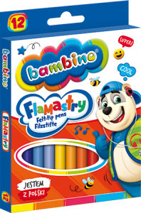 Flamastry szkolne Bambino 12 kolorów, St.Majewski