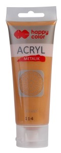 Farba akrylowa głębokie złoto metalik 75 ml, Happy Color