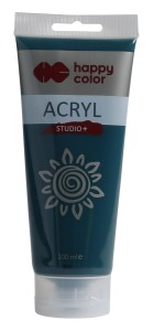 Farba akrylowa zieleń szmaragdowa 200 ml Studio+, Happy Color