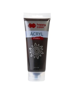 Farba akrylowa umbra palona 200 ml Studio+, Happy Color