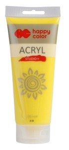 Farba akrylowa żółty jasny 200 ml Studio+, Happy Color
