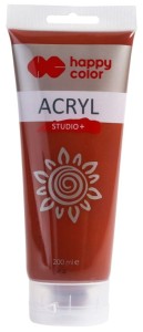 Farba akrylowa sienna palona 200 ml Studio+, Happy Color