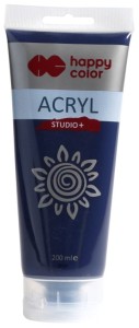 Farba akrylowa indygo 200 ml Studio+, Happy Color