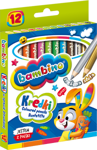Kredki ołówkowe Jumbo szkolne Bambino 12 kolorów, St.Majewski
