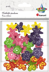 Naklejki piankowe motyle i kwiaty 30 sztuk, Titanum