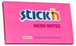 Karteczki samoprzylepne Notes neon różowy ciemny 127x76 mm 100 kart., Stick'n
