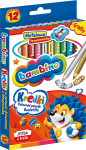 Kredki ołówkowe BAMBINO Jumbo 12 kolorów z temperówką