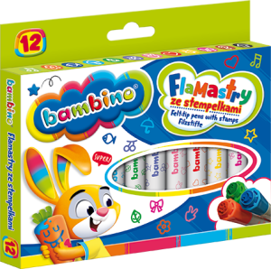 Flamastry ze stempelkami Bambino 12 kolorów, St.Majewski