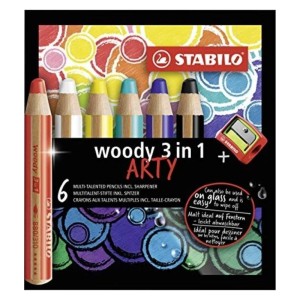 Kredki ołówkowe Stabilo Woody Arty 3w1 6 kolorów dla najmłodszych z temperówką