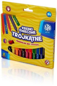 Kredki świecowe trójkątne 12 kolorów, Astra