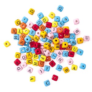 Koraliki drewniane Literki kolorowe 100 sztuk, Dp Craft