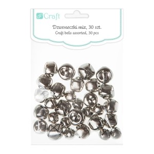 Dzwoneczki metalowe srebrne mix 30 sztuk, Dp Craft