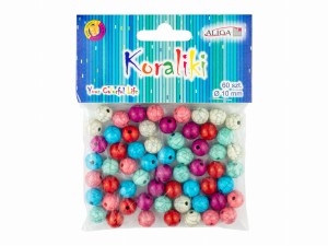 Koraliki kolorowe Crackle 10 mm 60 sztuk, Aliga