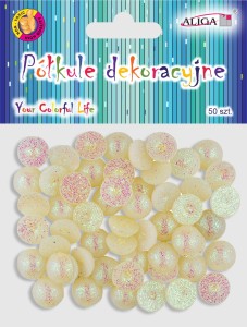 Półkule brokatowe perłowe mini 1,3 cm 50 sztuk, Aliga