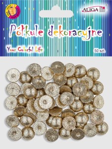 Półkule brokatowe złote mini 1,3 cm 50 sztuk, Aliga