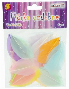 Piórka kolorowe pastelowe 4-8 cm 50 sztuk, Aliga
