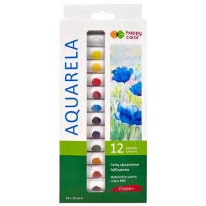 Farby akwarelowe w tubce 12 kolorów x 12 ml Studio, Happy Color