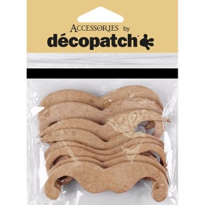 Wąsy z gumką z masy papierowej 8 cm 8 sztuk, Decopatch