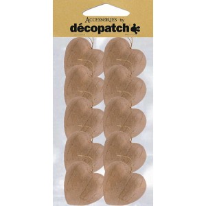 Serduszko do zawieszenia z masy papierowej 4 x 4 x 2,5 cm 10 sztuk, Decopatch