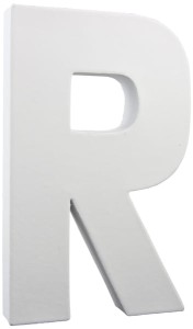 Litera R z masy papierowej 3D 20 cm, Decopatch