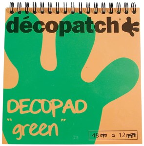 Papiery do decoupage zestaw 12 wzorów zielonych na spirali 14x14 cm 48 arkuszy, Decopatch