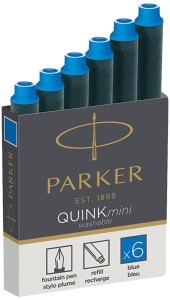 Naboje atramentowe mini niebieskie zmywalne 6 sztuk, Parker