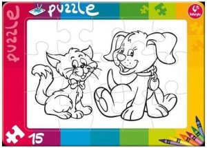 Puzzle ramkowe Zwierzaki 15 elementów, Kukuryku