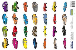 Naklejki Samochody 28 sztuk arkusz 15x21 cm, Literat