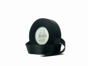 Wstążka satynowa czarna 6 mm 32 mb. AX06-54, Aliga