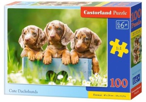 Puzzle 100 elementów Urocze Jamniki Pieski , Castorland