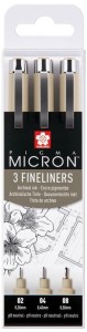 Cienkopisy Sakura Micron Pigma 3 sztuki 02-04-08
