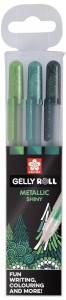 Długopisy Sakura Gelly Roll komplet 3 sztuk Forest metallic Żelowe