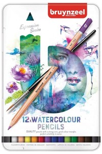 Kredki ołówkowe akwarelowe Bruynzeel Expression 12 kolorów w metalowej kasecie
