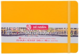 Szkicownik Talens w twardej oprawie 14,8x21 cm Żółty z gumką Art Creation