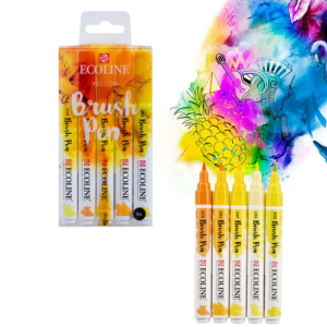 Pisaki pędzelkowe akwarelowe Ecoline zestaw 5 kolorów Yellow Talens Brush Pen