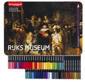 Kredki ołówkowe Rembrandt Rijksmuseum 50 kolorów w metalowym pudełku Straż Nocna, Bruynzeel