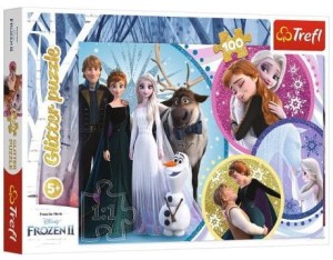 Puzzle Trefl 100 elementów brokatowe Frozen W blasku miłości