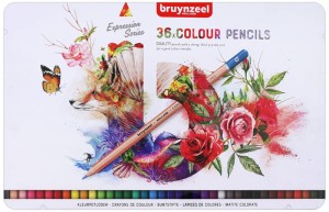 Kredki ołówkowe 36 kolorów Róże w metalowym pudełku, Bruynzeel