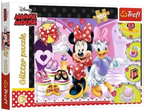 Puzzle Trefl 100 elementów Brokatowe Minnie i blyskotki